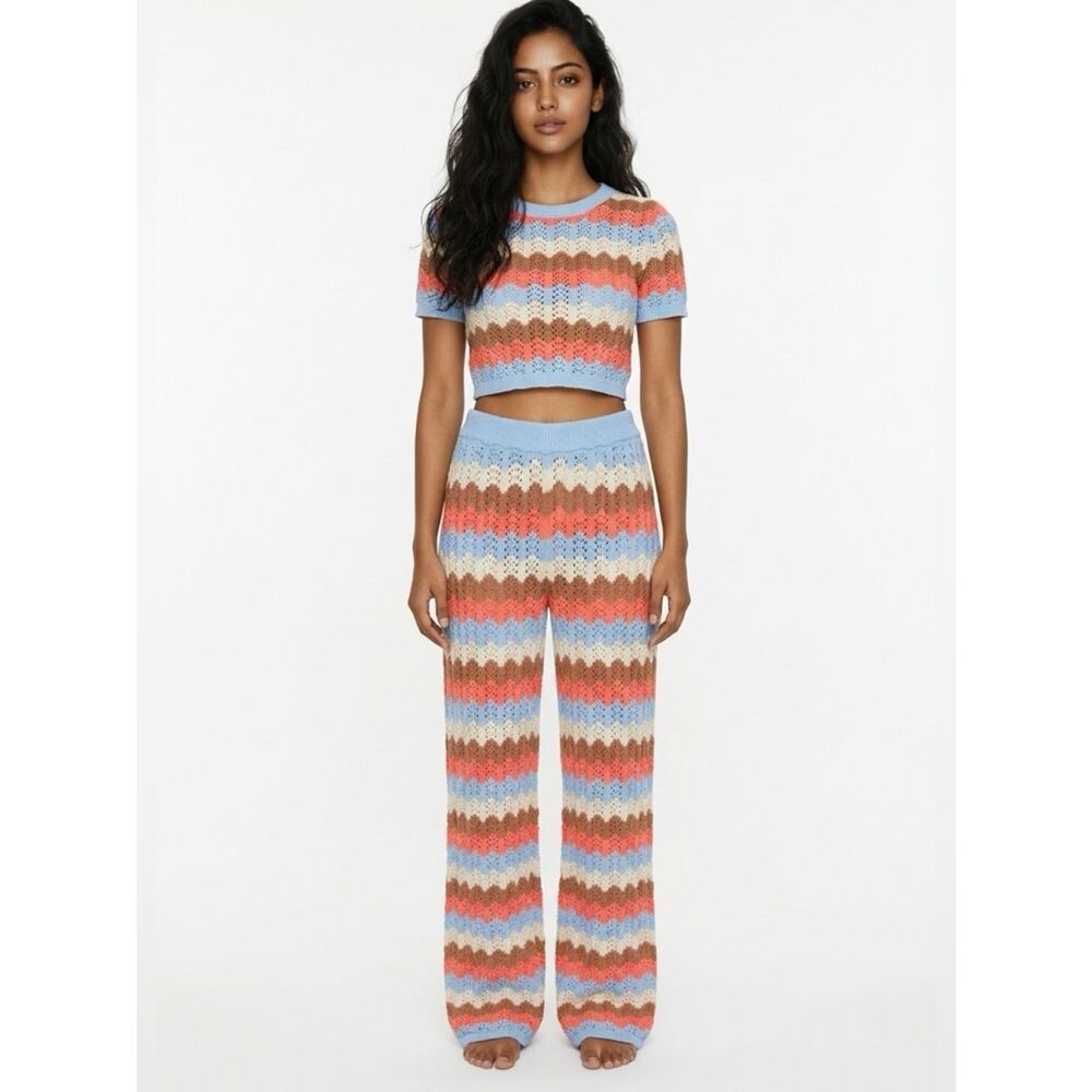 RIP CURL | NEW Santorini Sun Colorful Striped Crochet Knit Pants Women’s Size S